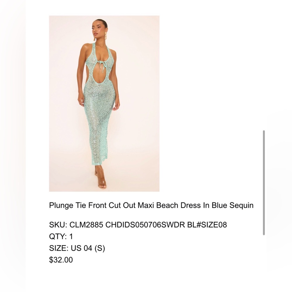 EGO shores plunge tie front cut out maxi beach dress - Picture 5 of 5